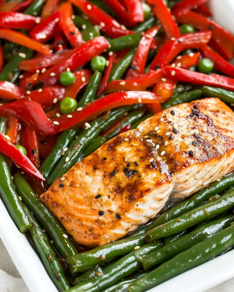 Asian Salmon and Green Beans Sheet Pan Meal